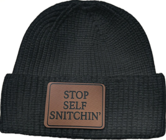 Leather Knit Winter Hat